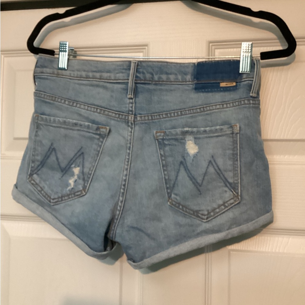 The Teaser Donut Roll Denim Shorts in On My Knees - Picture 3 of 8